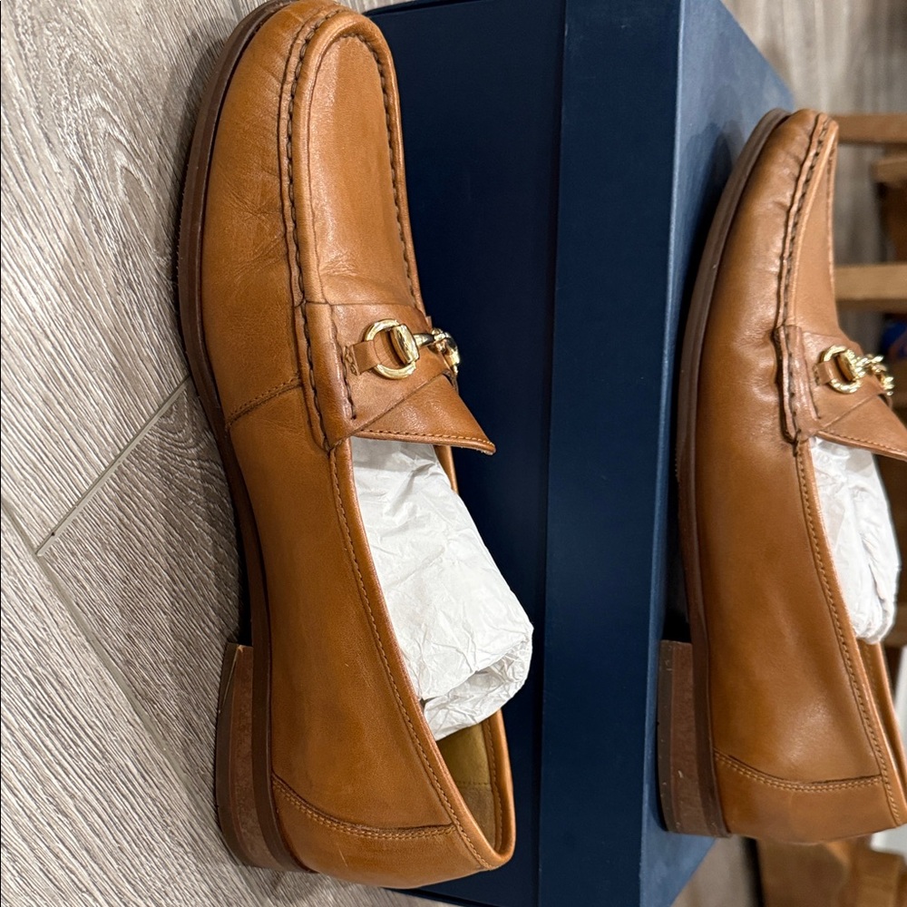 Cole Haan Brown Leather Loafers with Gold Accent